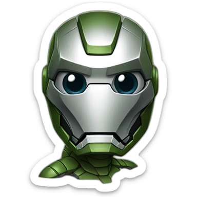 Una tortuga con cuerpo humano y mascara de iron.man sticker