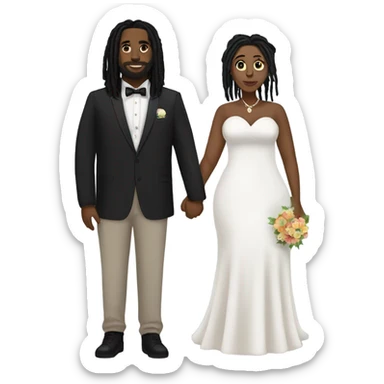black couple with plus size man black dreadlocks, full body wedding sticker