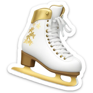 Mini white ice skates with gold detailing  sticker