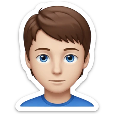 teenager boy with brown hair and blue eyes sticker