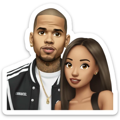 Hyper Realistic Chris Brown and beautiful Karruche Tran  sticker