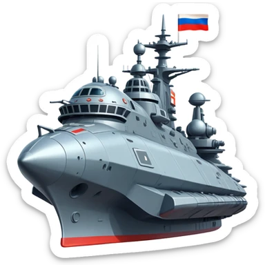 Colossal Russian space warship with flag coloration and heavy armaments sticker