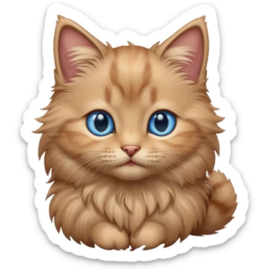 light brown fluffy kitten with blue eyes sticker