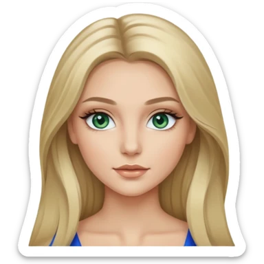 Natural Blonde balayage long hair White young women with blue-gray-green eyes Long lashes and make Up  sticker