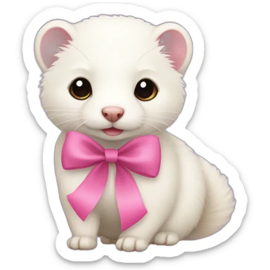 white ferret with pink bow sticker
