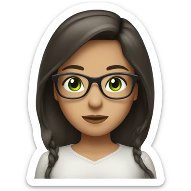 A brunnete girl wearibg glasses and has green eyes sticker