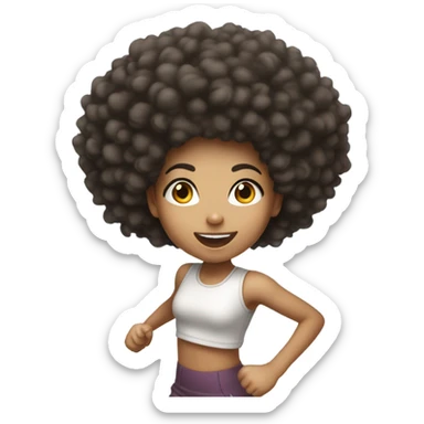 Light skin girl with Afro running  sticker