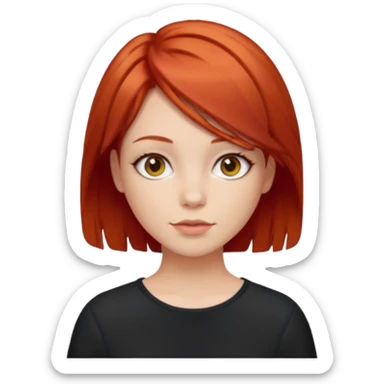girl , short layer red hair sticker