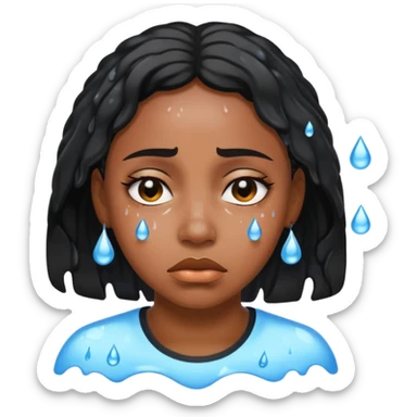 Black woman sad and sweating water sticker