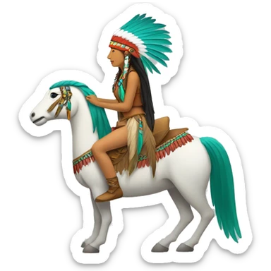 Native American Woman Riding a Quetzal that from a side profile  sticker