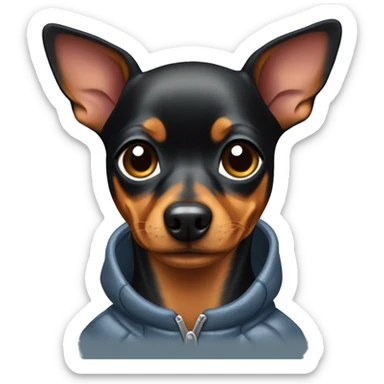 Miniature Pinscher female dog in a winter jacket sticker