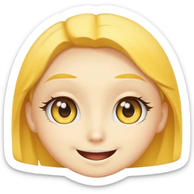 super cute anime eyes classic yellow face cheesy smile bigger smile and thicker eyebrows  sticker