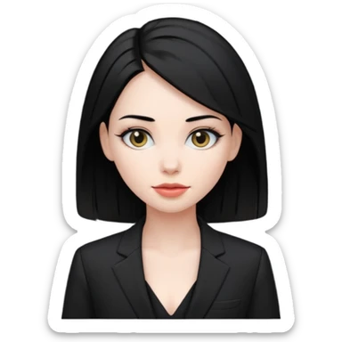 👩🏻‍⚖️ i need an image like this for a political analays with black hair and blck open necked suit sticker