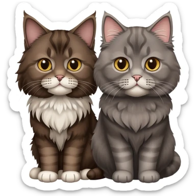 A dark brown Maine Coon cat and a Grey schottish fold cat sticker
