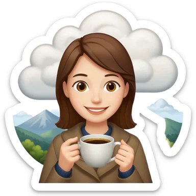 cloudy morning drinking coffee sticker