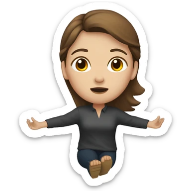 Woman with brown hair fainted on ground sticker