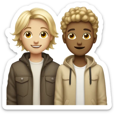 group of friends in style tan boy second girl pale , third boy pale sticker