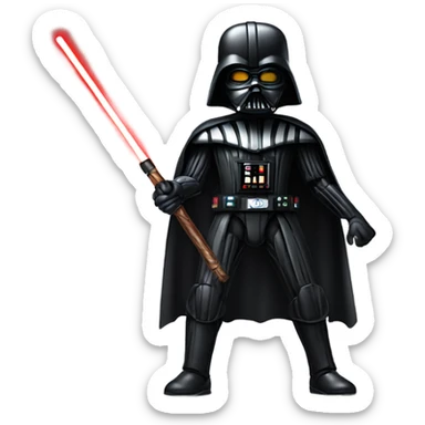 Realistic Darth Vader with a bo staff and a menacing look  sticker