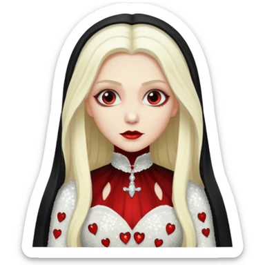 Bride of Dracula with long platinum blonde hair, ivory sequin outfit sticker