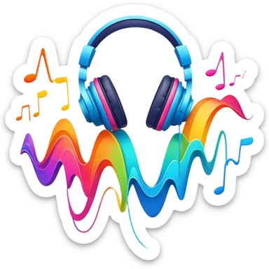 sound wave creature listening to music with headphones sticker