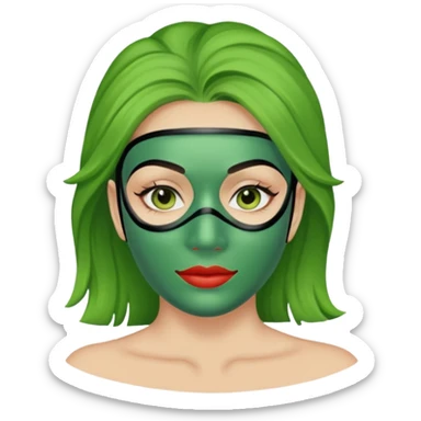 Mujer con una mascarilla verde  sticker