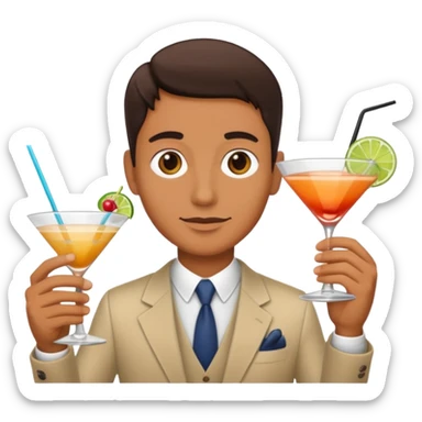 Chat avec un coctail sticker