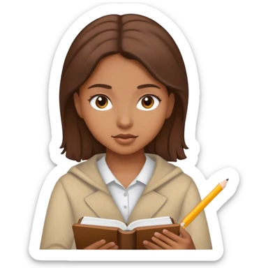 Brown girl brown hair studying  sticker