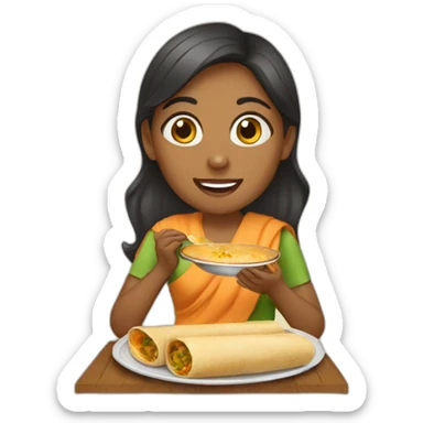 Girl eating dosa sticker