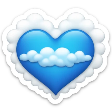 blue heart + cloud sticker