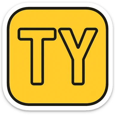 iOS app icon with the letters TY, modern, minimal, bold thick letters, rounded corners, flat color background, no gradients, suitable for iPhone home screen sticker