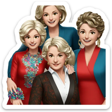 smiling girls in elegant dresses sticker