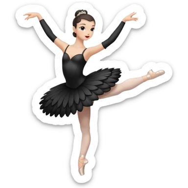 Black swan ballerina emoji from a far to see the whole body dancing with ballerina shoes sticker