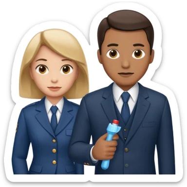 Ein Detektiv Mann  interviewt eine Putzfrau  sticker