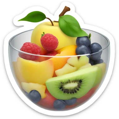 Asai bowl with fruit on the top in a transparent glass sticker