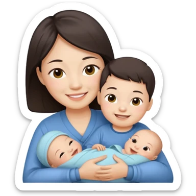 Chinese mom with newborn boy sticker