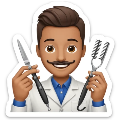 BARBER WITH CLIPPER AND SHEARS sticker