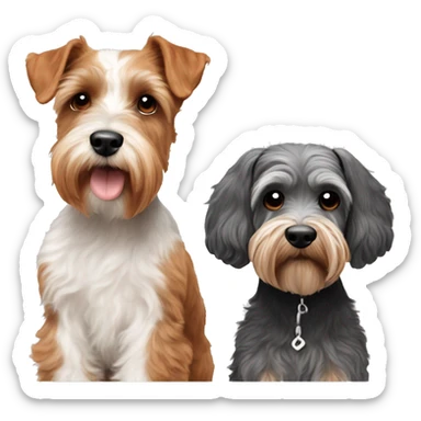 Ginger cockapoo planning with a miniature Schnauzer￼ sticker