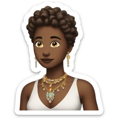 a 21 years old character with jewelry sticker