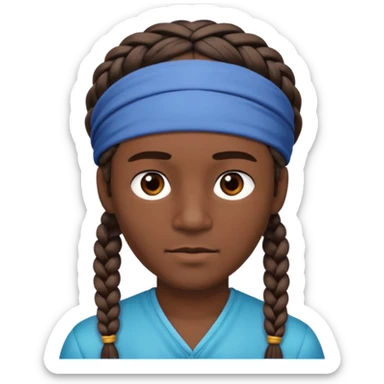 big lose braided man face wiith big visible braids and headband on head sticker