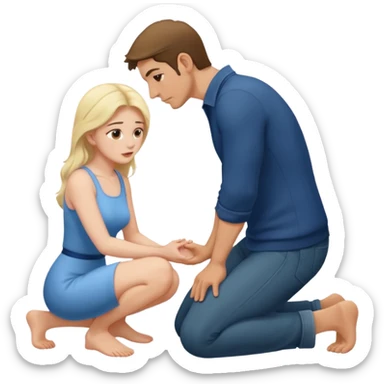 Man on knees facing woman  sticker
