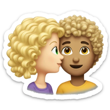 curly hair boy kiss a blonde girl  sticker