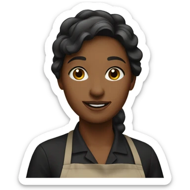 woman wearing black apron sticker