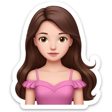 Pink greek goddess long brunette hair sticker