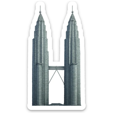 Petronas Twin Towers, modern architectural style, detailed sticker