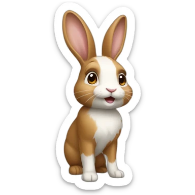 Lapin blanc et brun debout sticker