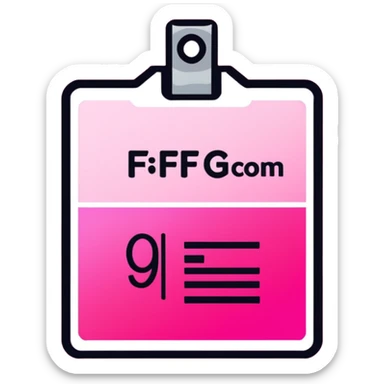 ID badge, transparent glass with bright pink gradient from #FF335F to #FF99AA, highlights and reflections, minimalistic sticker