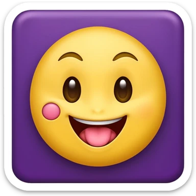 "A mischievous yellow emoji face with a sly, tilted smile, slanted eyebrows, and its tongue playfully sticking out to the side. The background is a deep purple. The expression looks naughty, teasing, and a little cheeky." sticker