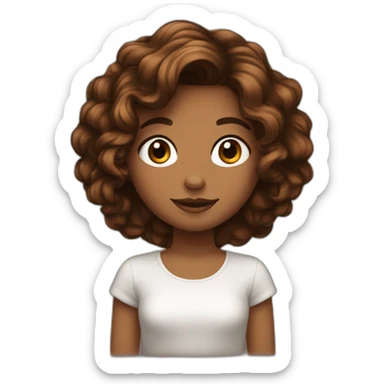 Jeune fille, cheveux marrons avec son copain aux cheveux noirs sticker