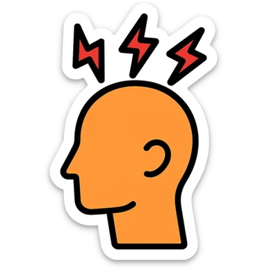 head with pain lines, headache symbol icon sticker