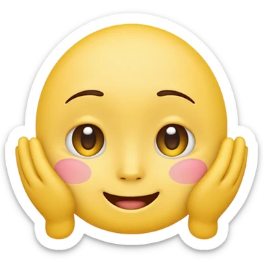 blushing face with nails and feets behind taka original emoji nie morda człowieka tylko ta buźka żółta ☺️ sticker